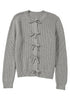 Ribbed Knit Bow Front Buttoned Cardigan